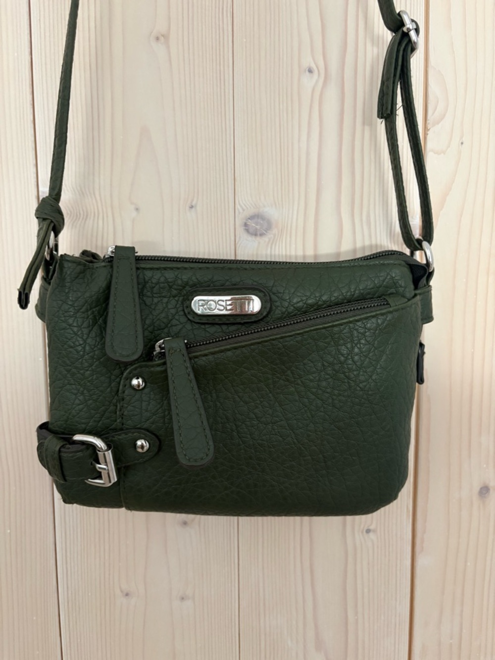 Rosetti Dark Green Textured Crossbody Bag